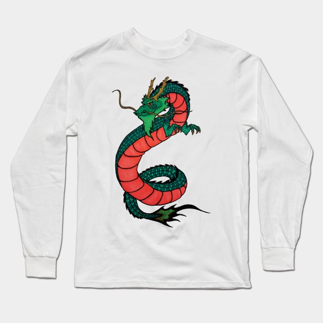 Serpent Dragon Long Sleeve T-Shirt by ARTWORKandBEYOND